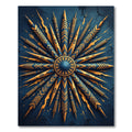 Golden Celestial Sunburst Navy Medallion Rug