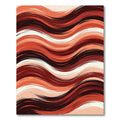 Crimson Cream Swirling Wavy Lines Rug