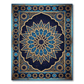 Ornate Celestial Blue Golden Geometric Mandala Rug