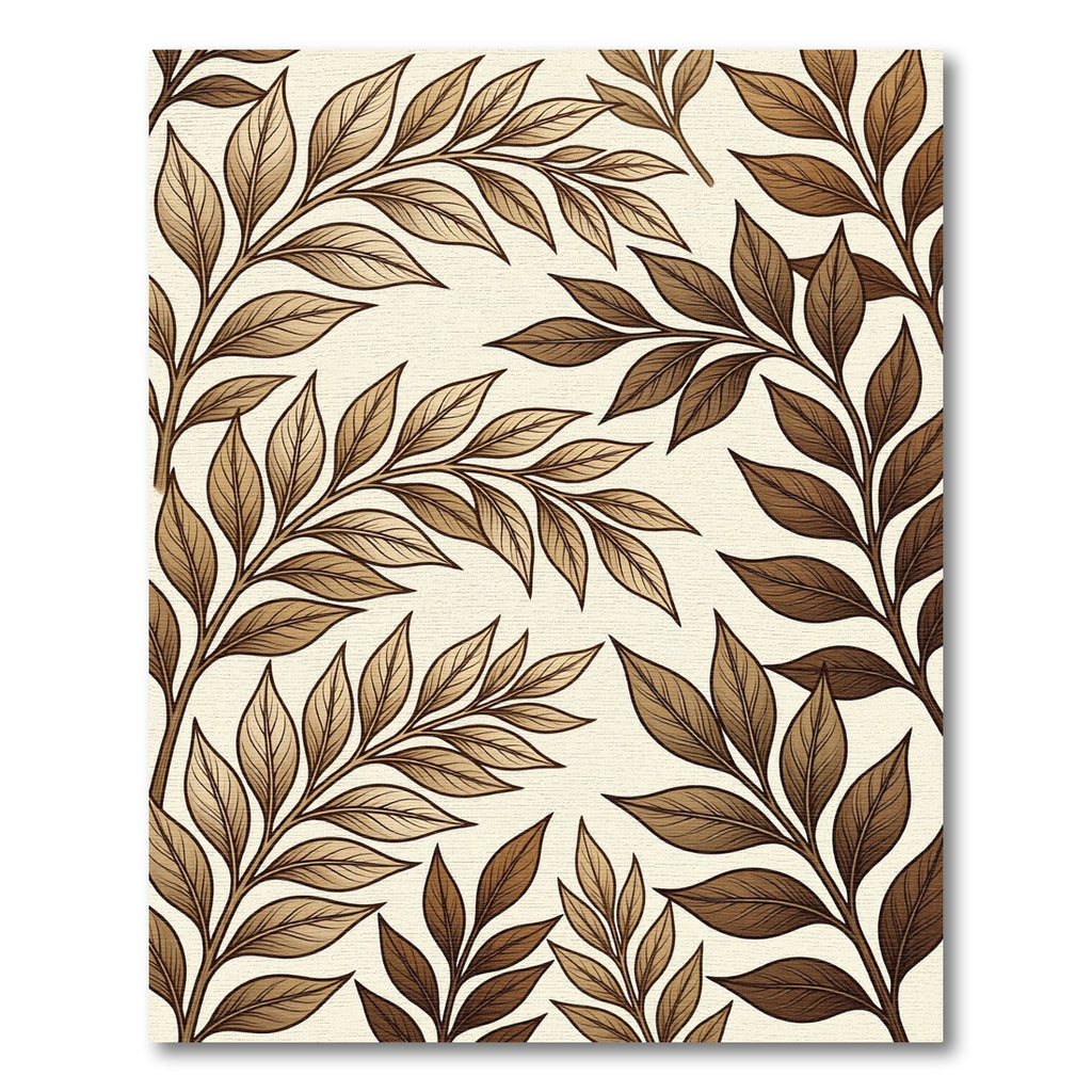 Brown Leafy Branches On Cream Background Rug