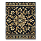 Golden Egyptian Lotus Geometric Art Rug