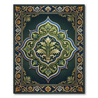Elegant Emerald Floral Medallion Ornate Decor Rug