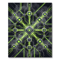 Neon Green Cybernetic Circuit Grid Rug