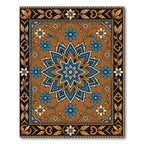 Ornate Blue and Copper Star Medallion Rug