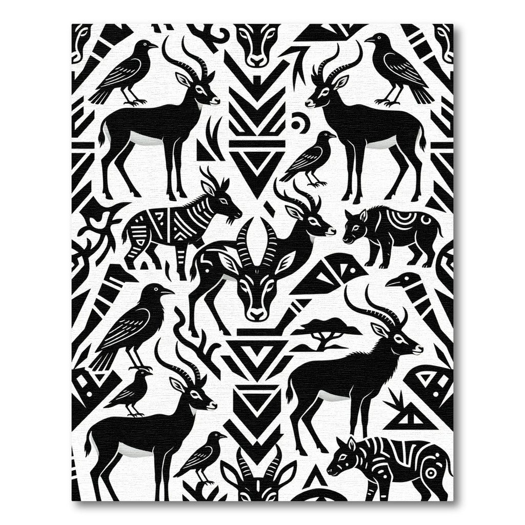 Black and White African Wildlife Art Rug