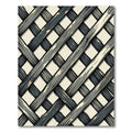 Neutral Gray Interlocking Lattice Weave Rug