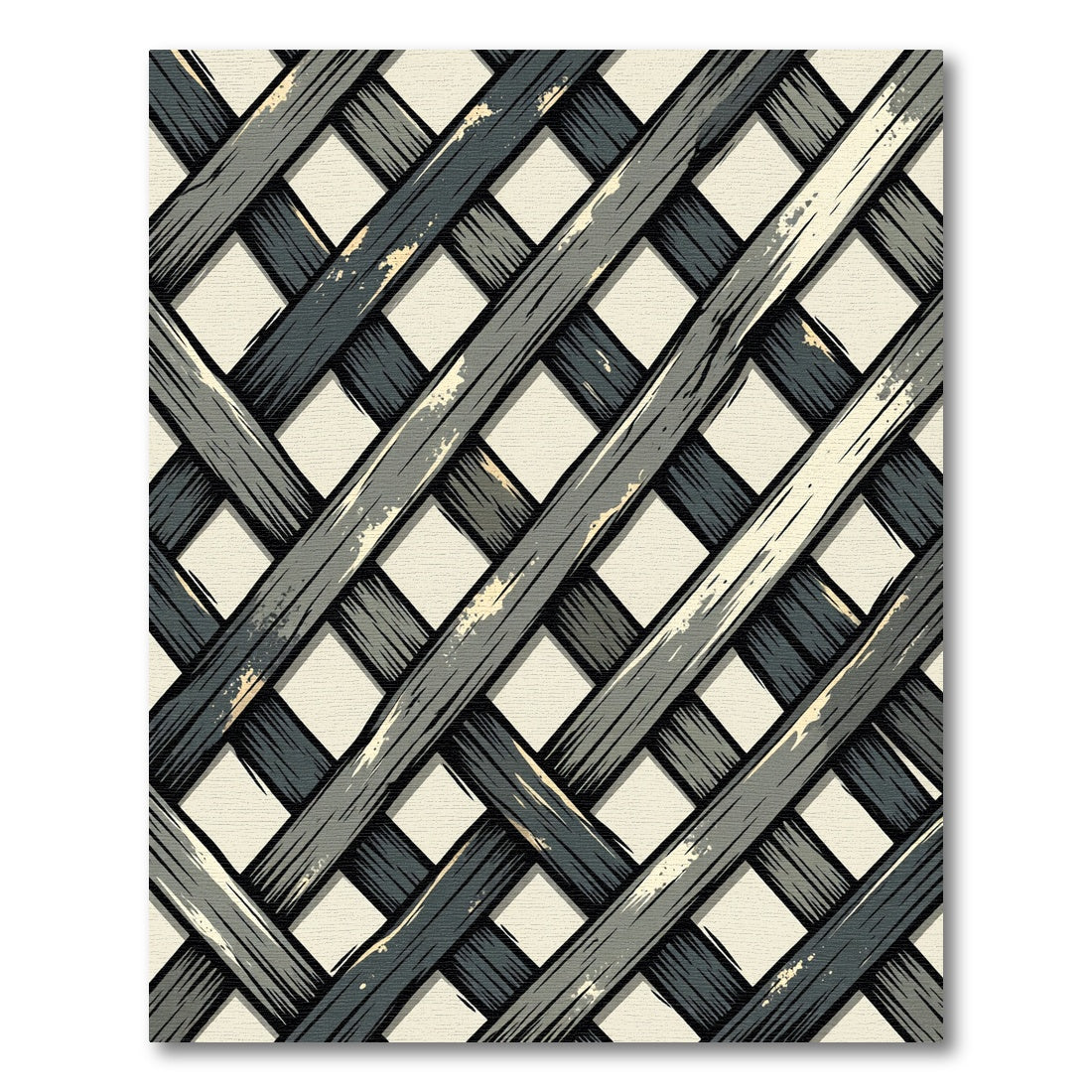 Neutral Gray Interlocking Lattice Weave Rug