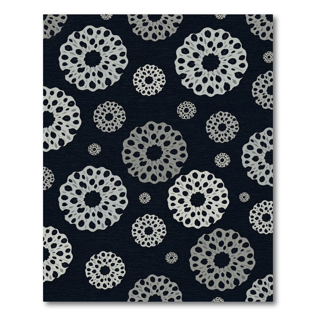 Monochromatic Sunburst Mandala Medallions Rug
