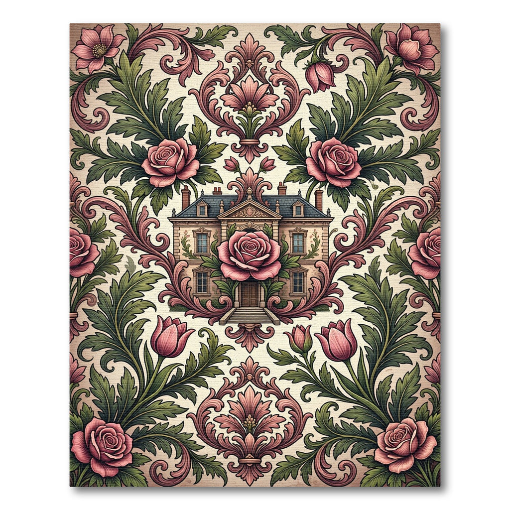 Ornate Blush Rose Victorian Manor Rug
