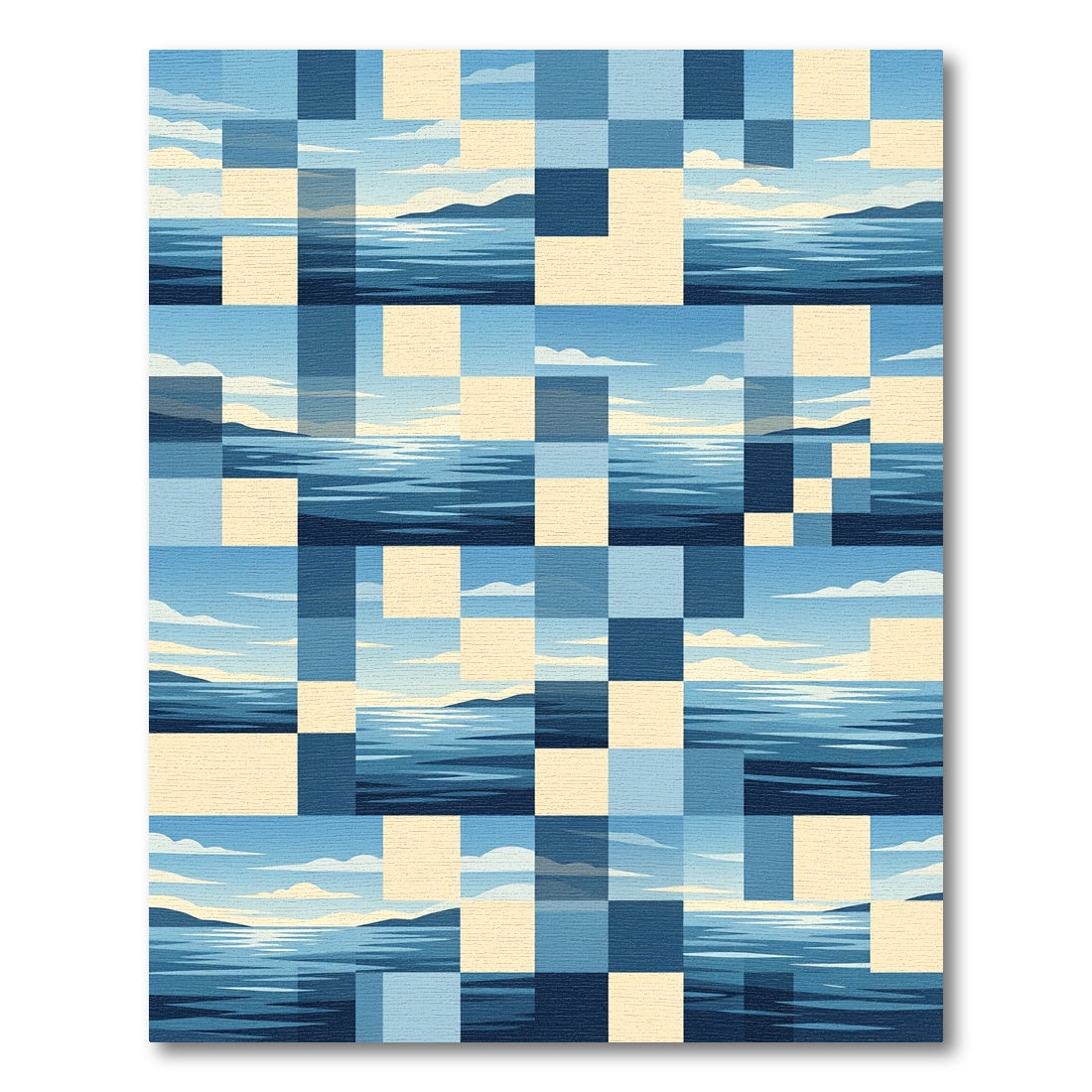 Blue Waters Geometric Landscape Blend Rug