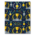 Golden Champion Trophy Medal Navy Backdrop Rug