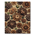 Earthy Brown Floral Botanical Garden Rug