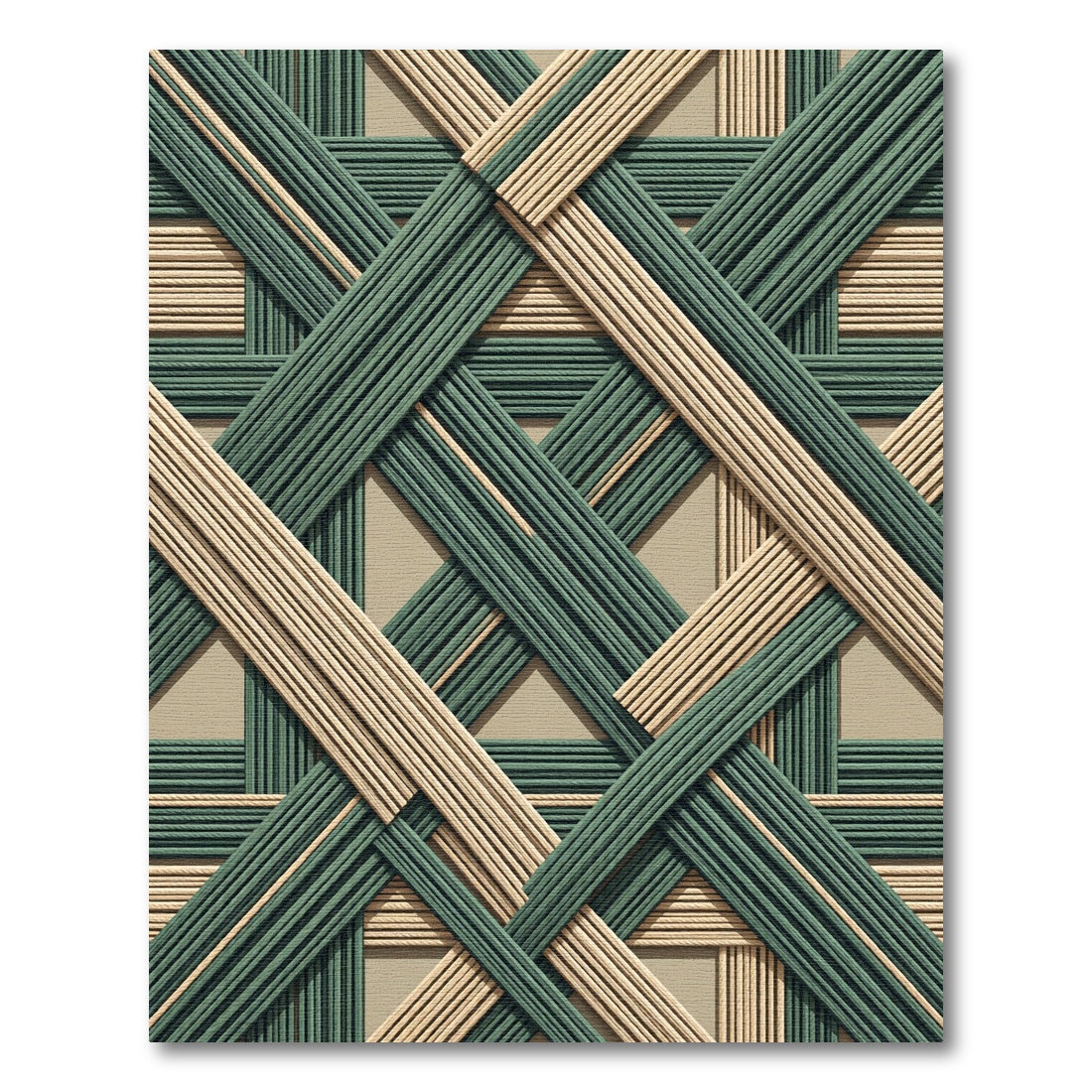 Geometric Interwoven Sage and Neutral Rug