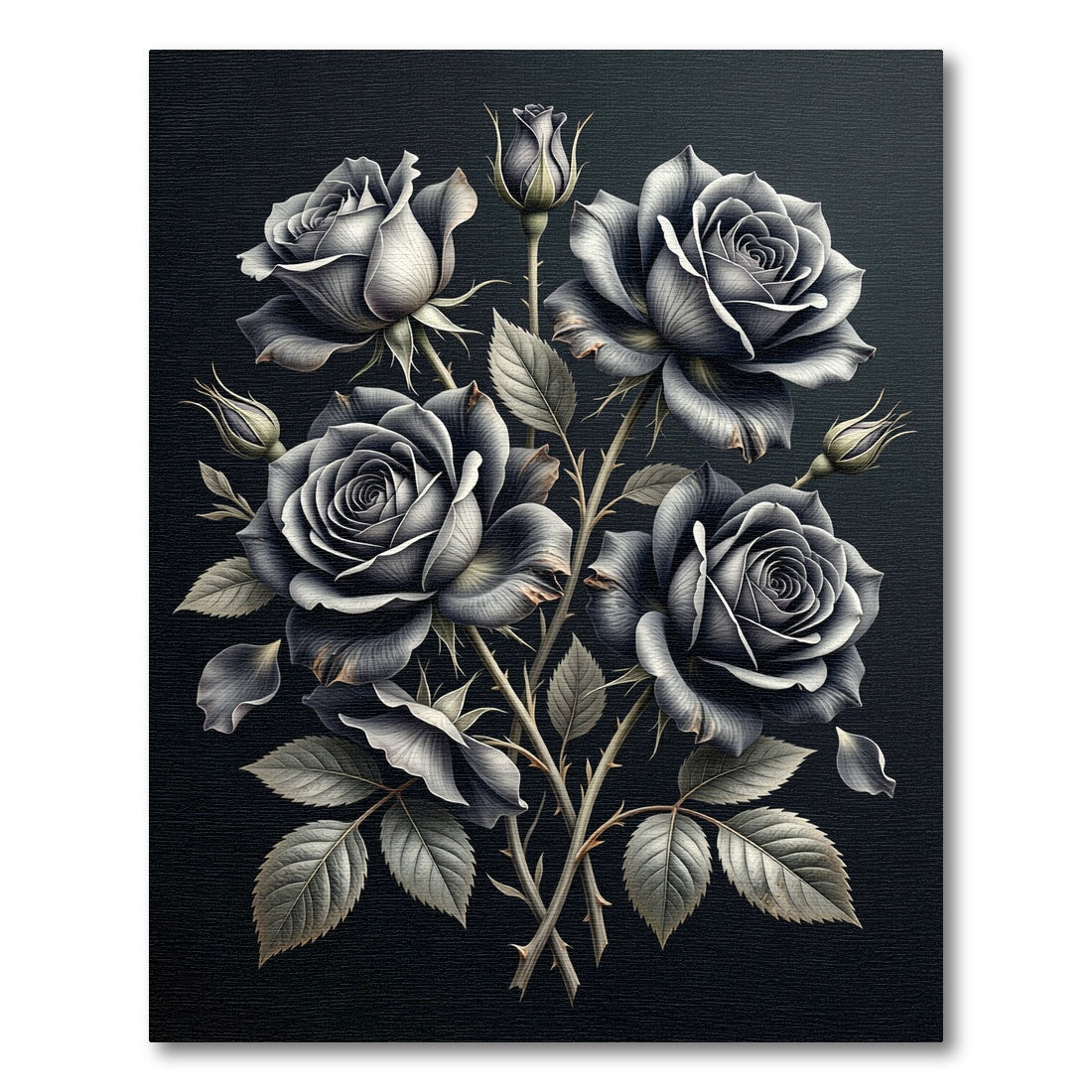 Dramatic Black Rose Garden Arrangement Rug