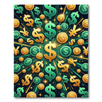 Radiant Golden Currency Explosion Focal Point Rug