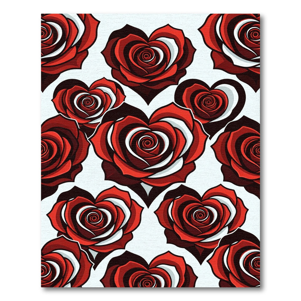 Bold Heart Shaped Red Rose Art Rug