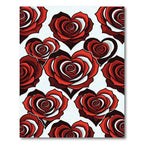 Bold Heart Shaped Red Rose Art Rug