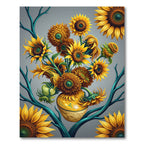 Vibrant Sunny Sunflower Bouquet Art Rug