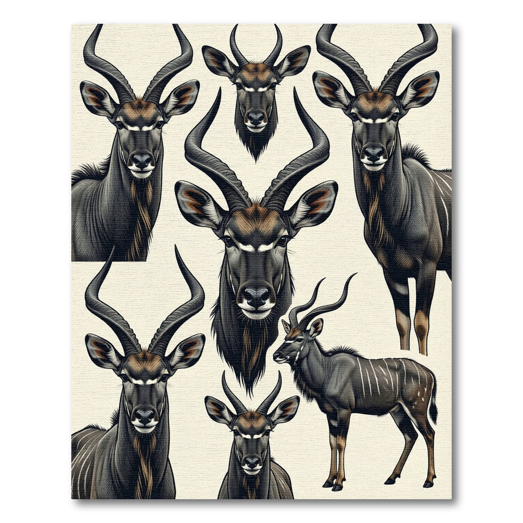 Earthy Gray Antelope Animal Portrait Rug