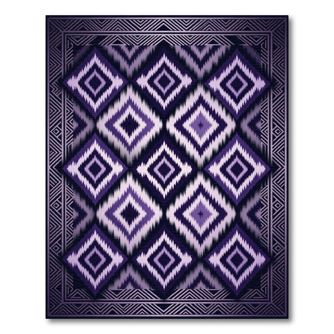 Purple Diamond Tribal Frame Rug