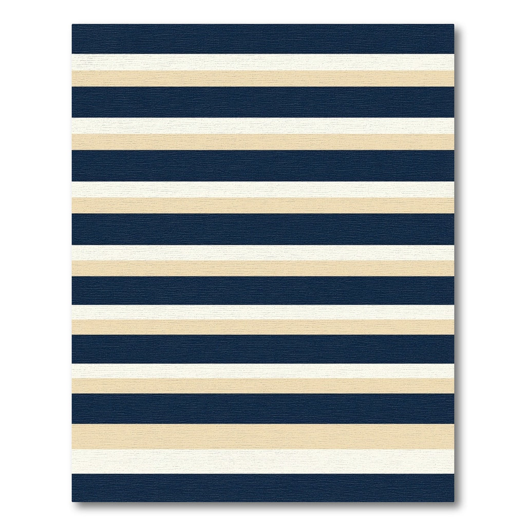 Navy Cream and Beige Linear Stripe Rug