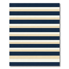 Navy Cream and Beige Linear Stripe Rug