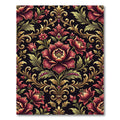 Rich Burgundy Floral Gold Damask Rug