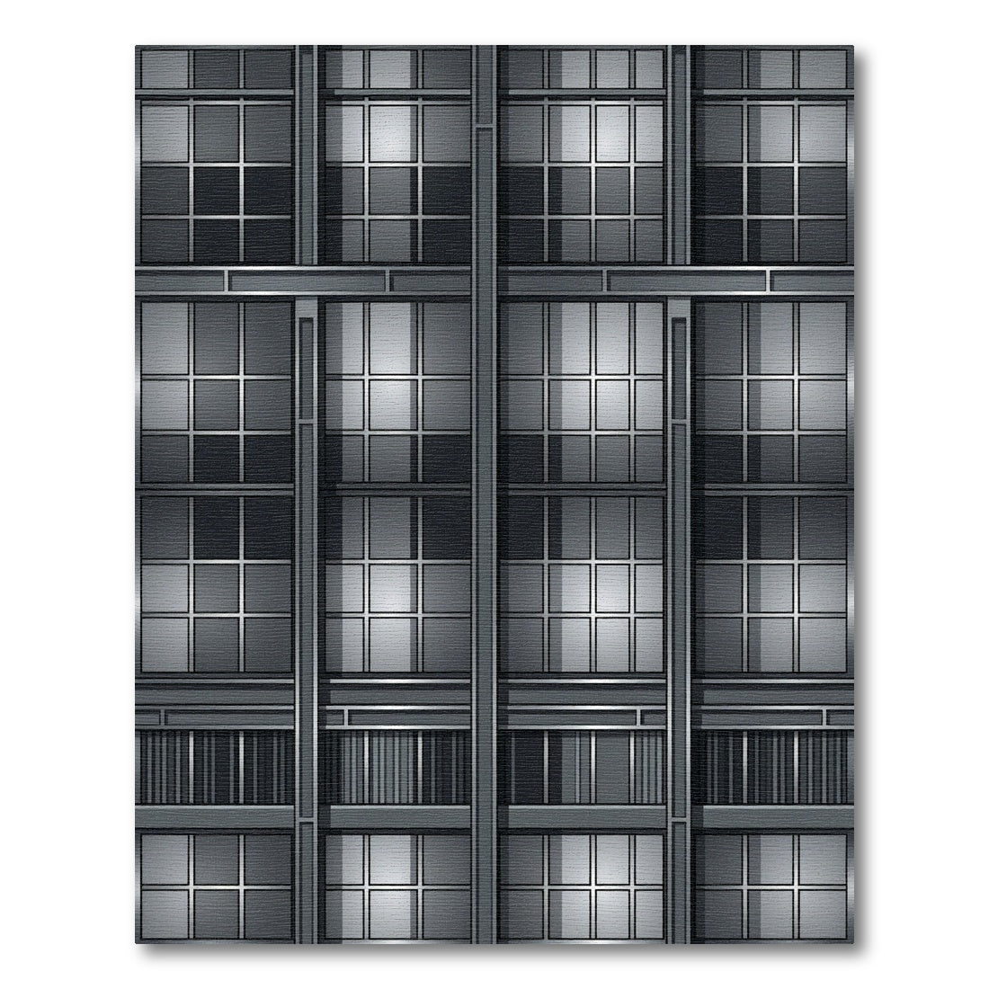 Modern Metallic Grid Window Panels Rug