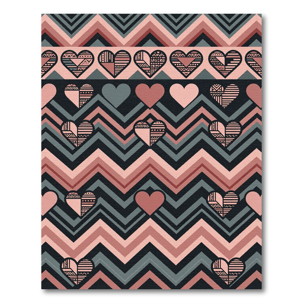 Earthy Chevron Heart Geometric Tapestry Rug