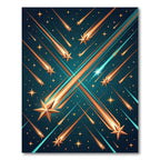 Ethereal Golden Celestial Shooting Stars Rug
