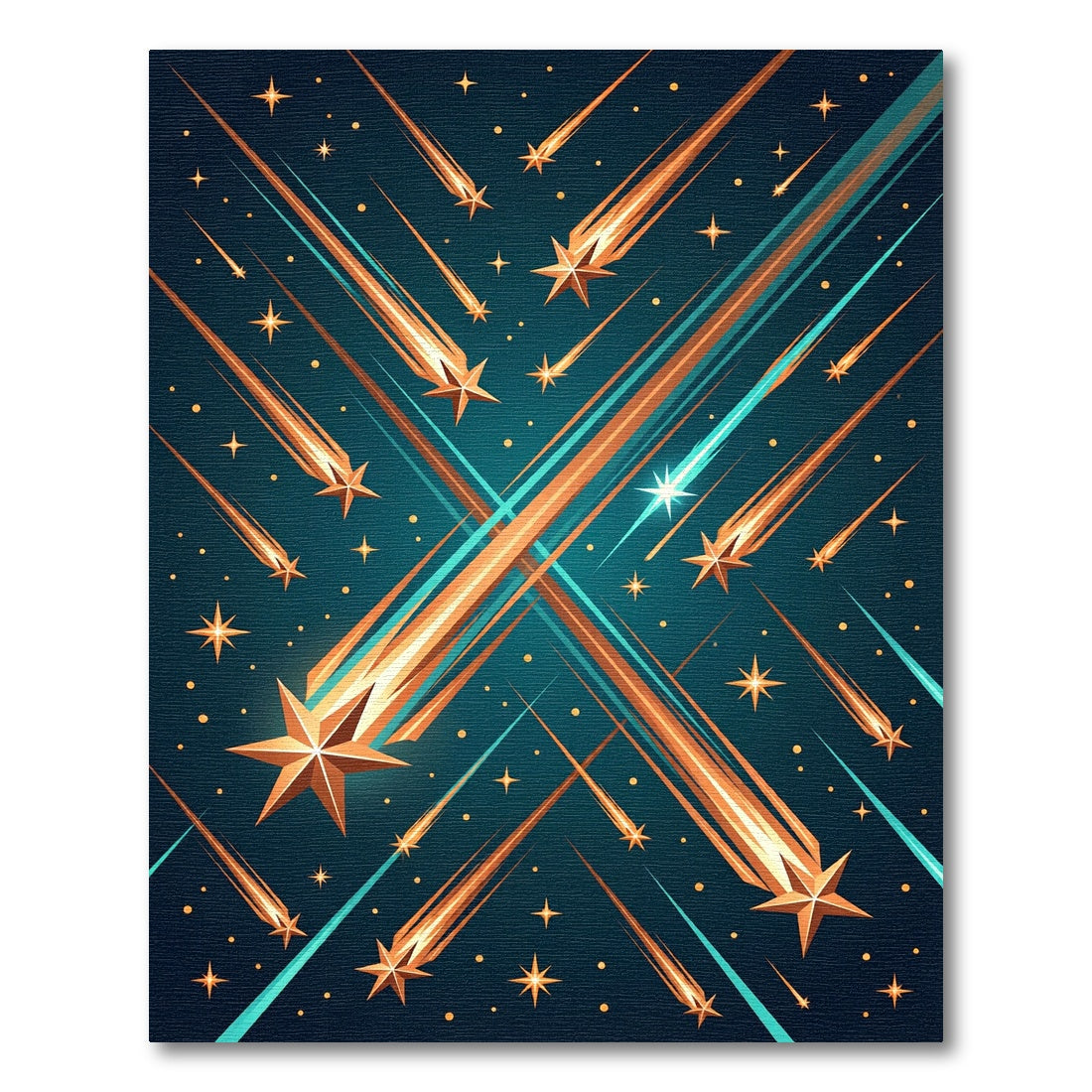 Ethereal Golden Celestial Shooting Stars Rug