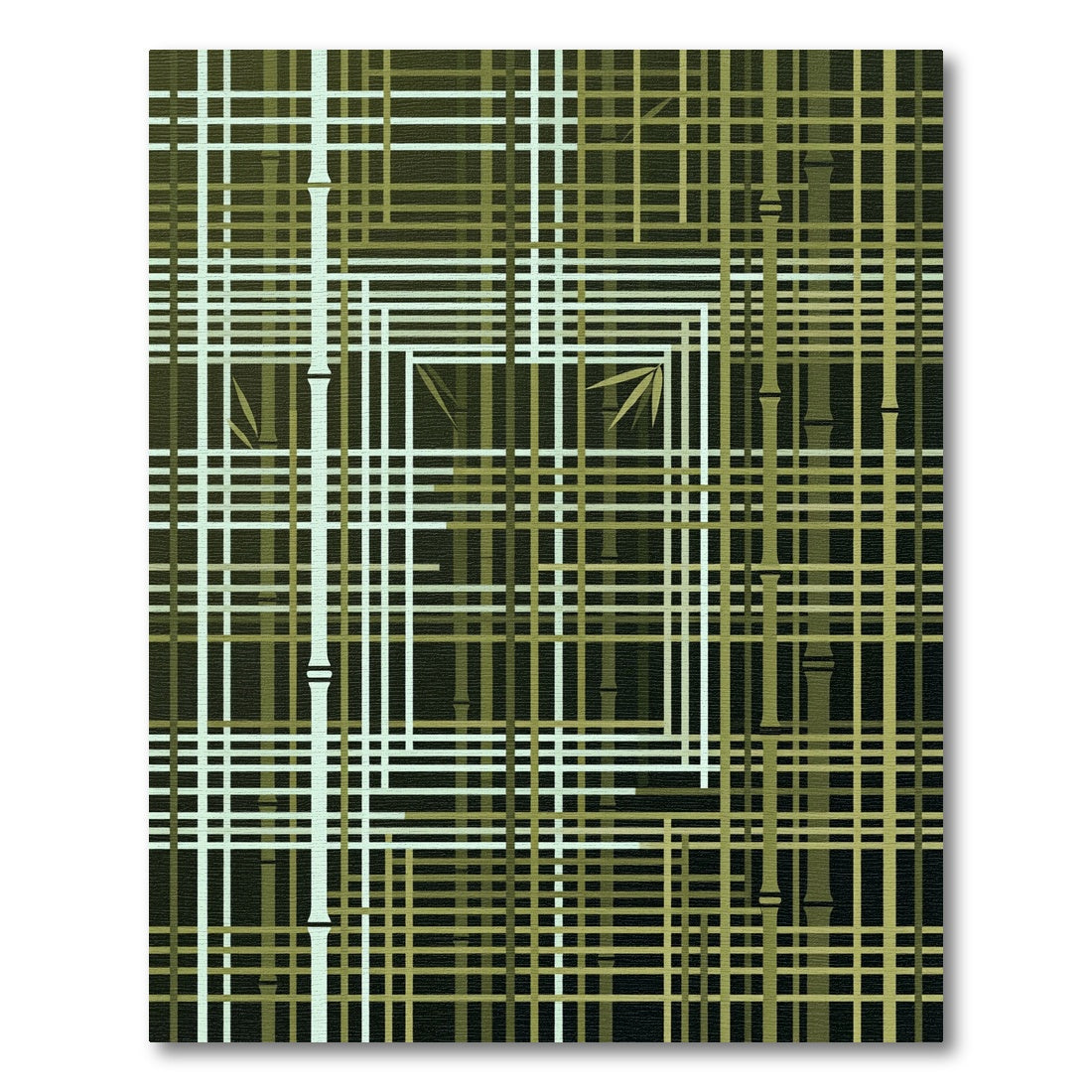 Green Bamboo Lattice Abstract Rug
