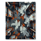 Industrial Distressed Charcoal and Rust Abstract Rug