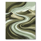 Olive Green Abstract Swirling Dune Rug
