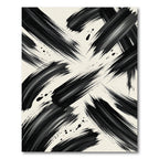 Modern Black Ink Abstract Brushstroke Rug