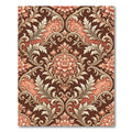 Ornate Coral Floral Scrollwork Rich Brown Rug