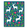 Whimsical White Deer Bloom Garden Rug