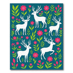 Whimsical White Deer Bloom Garden Rug
