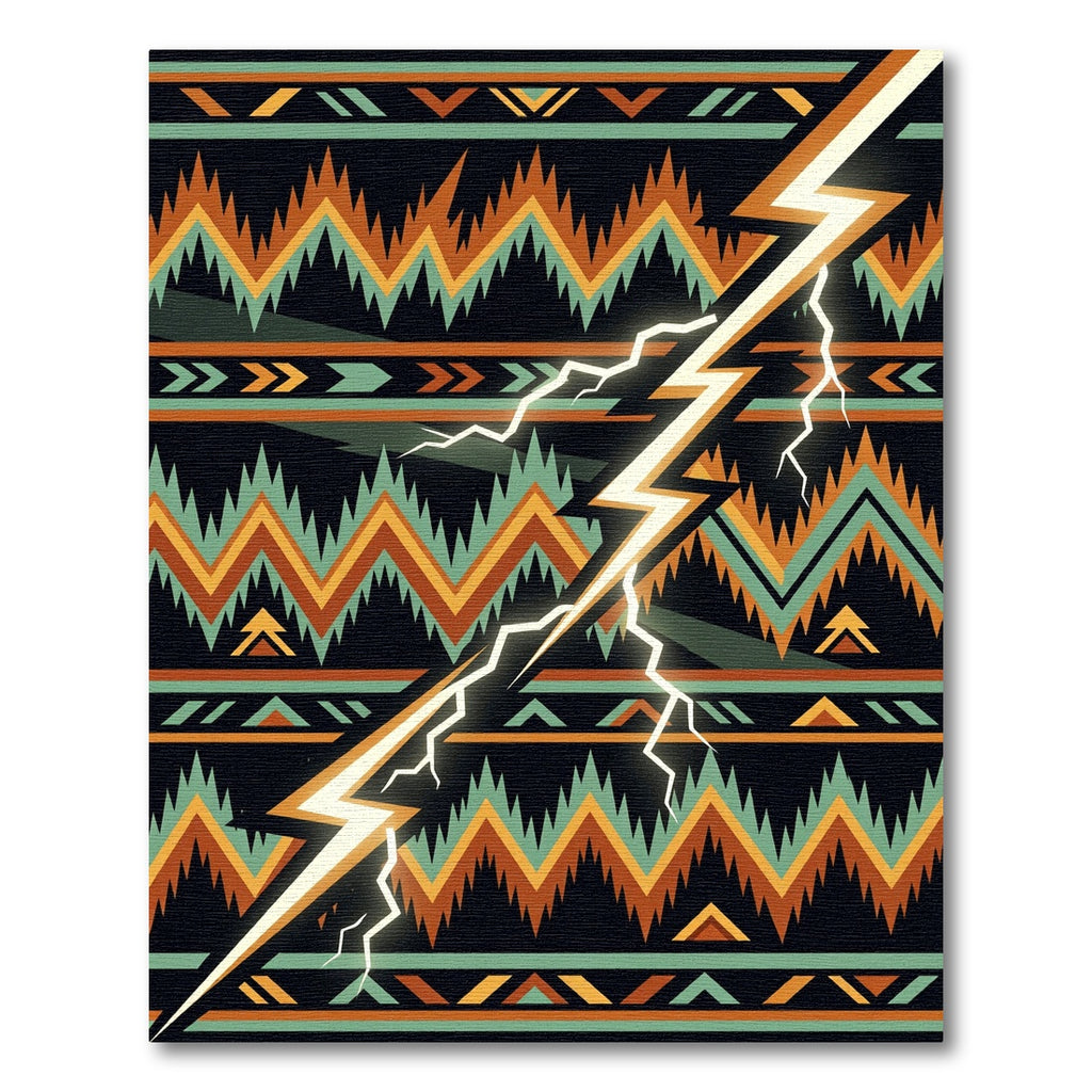 Geometric Tribal Lightning Bolt Rug