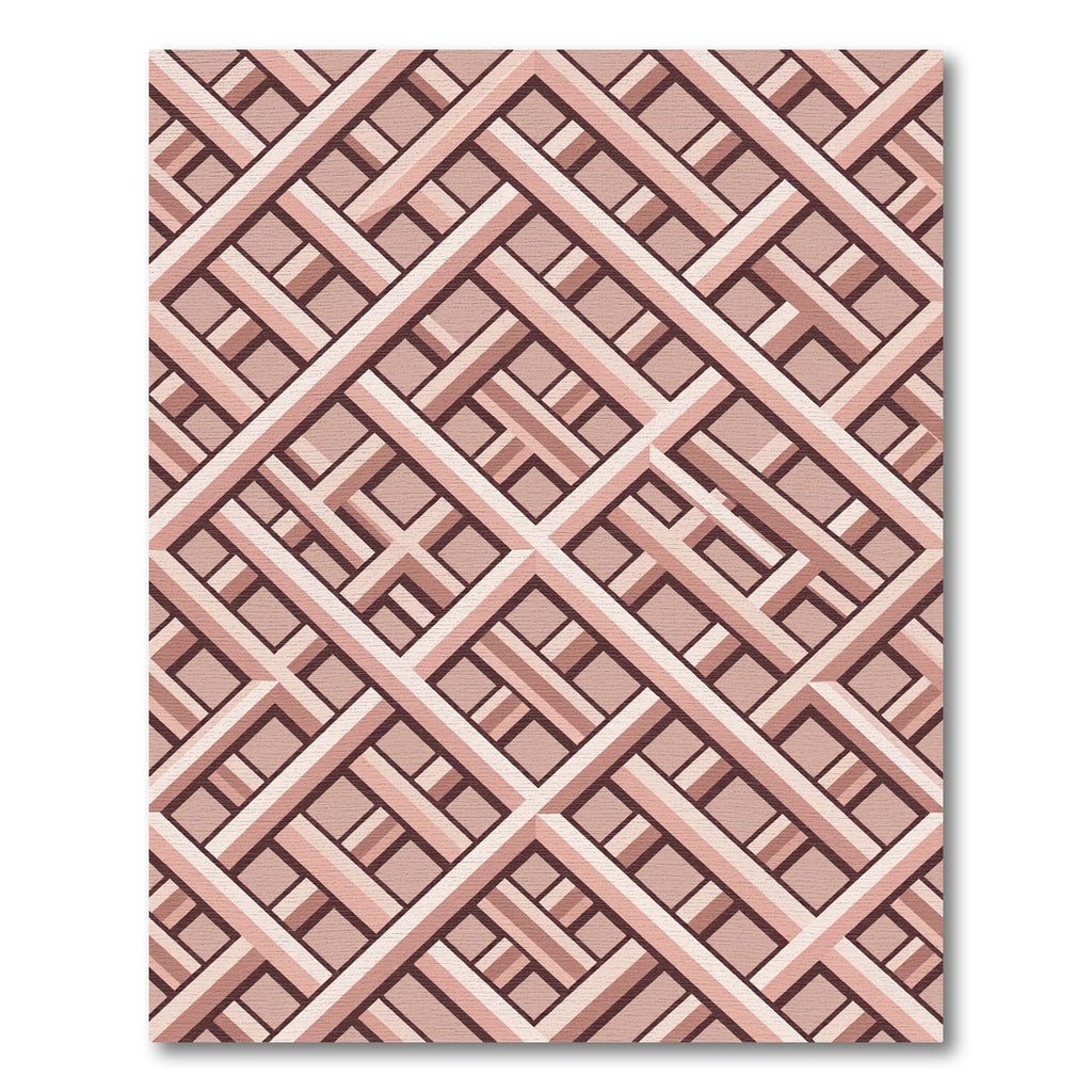 Geometric Rose Gold Interlocking Lattice Rug