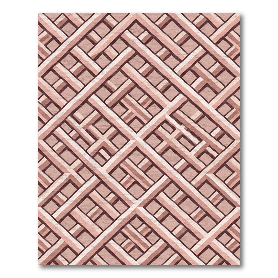 Geometric Rose Gold Interlocking Lattice Rug