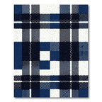 Navy and White Plaid Checkered Rug