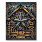 Rustic Log Cabin Star Mountain Rug