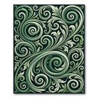 Emerald Green Swirling Vine Arabesque Rug