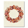 Warm Floral Wreath Red Orange Accent Rug