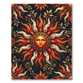 Radiant Sun Face Floral Emblem Rug