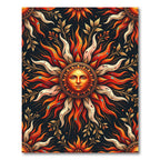 Radiant Sun Face Floral Emblem Rug