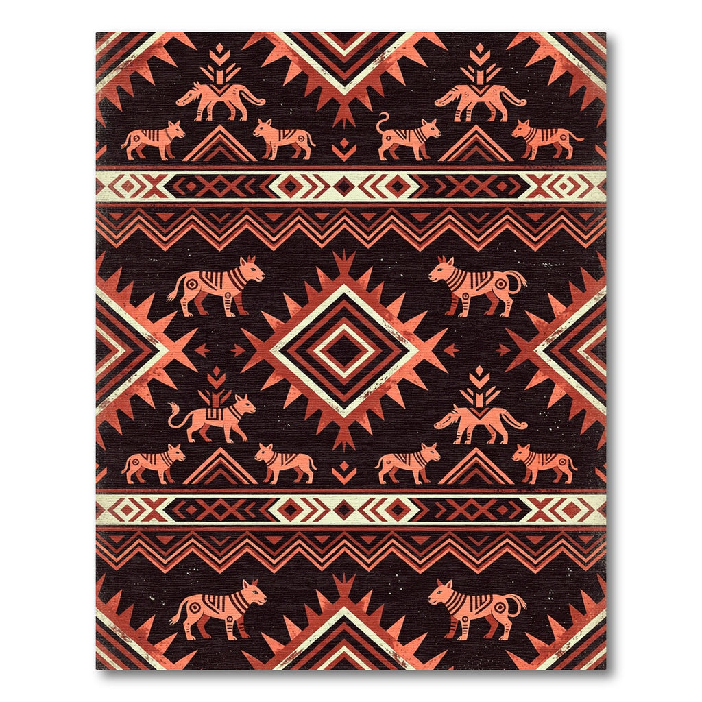 Terracotta Dog Tribal Geometric Rug