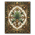Ornate Gold Acanthus Leaf Foliage Medallion Rug