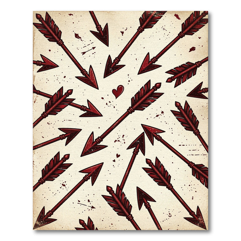 Crimson Arrows Heart Scatter Rug